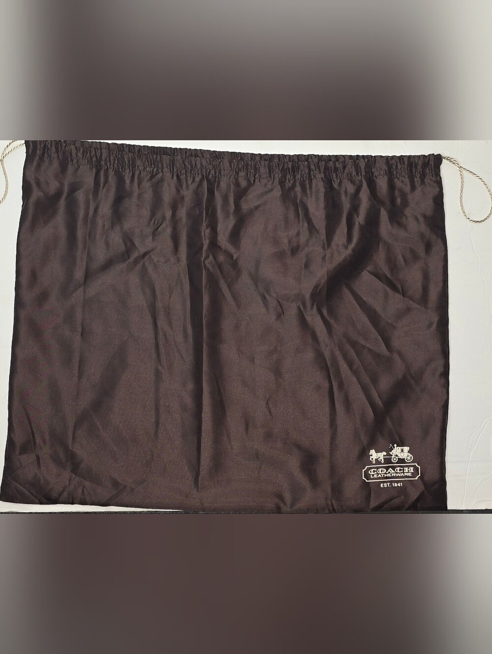 COACH Brown Satin Protective Duster Bag w/ Drawstring Bag Size: 22.5”x19"